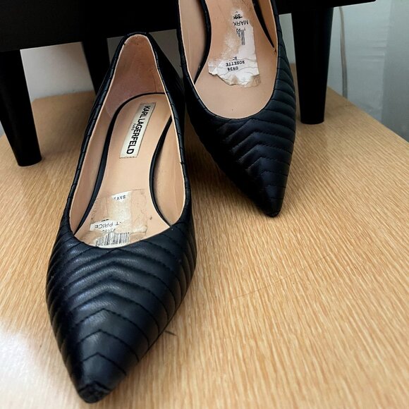 GUC KARL LAGERFELD Rosette leather pumps (6.5) - Picture 2 of 8